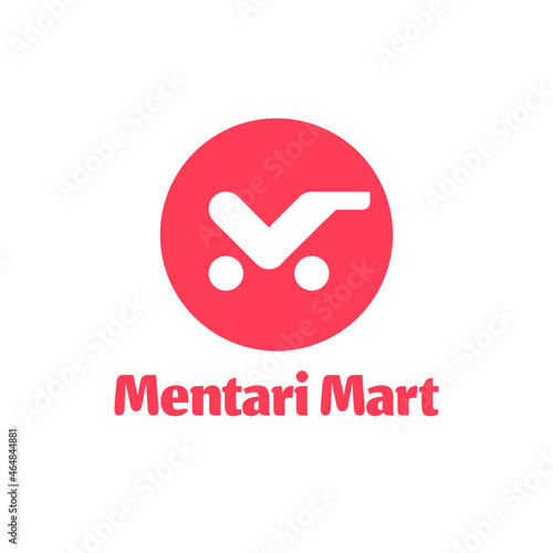 Letter M cart mart logo Initial. Initial M store simple modern logo design. Flat and minimalist brand identity