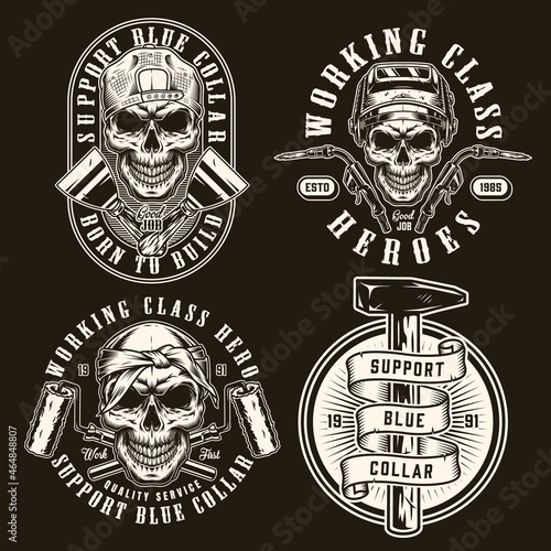 Manual worker vintage monochrome logos