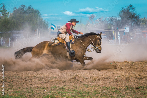 Argentine gaucho in Creole skill games in Patagonia Argentina.