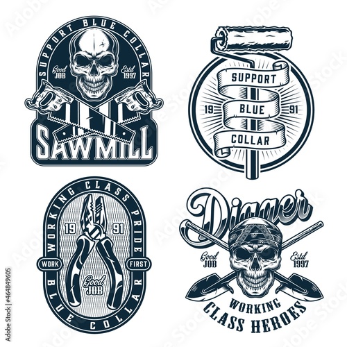 Working class vintage monochrome emblems
