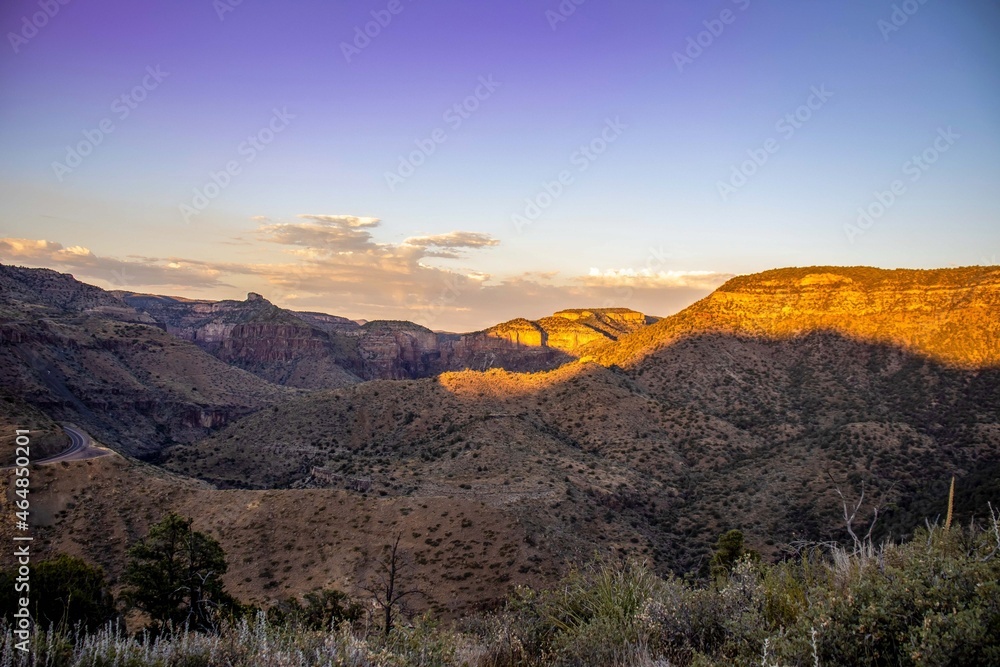 Sunset in the Salt River Canyon located in Arizona, on the San Carlos Apache & White Mountain Apache Indian Reservations. 