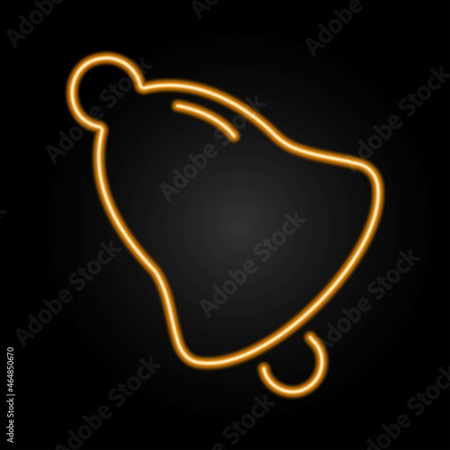 Bell neon sign, modern glowing banner design, colorful modern design trend on black background. Vector illustration.