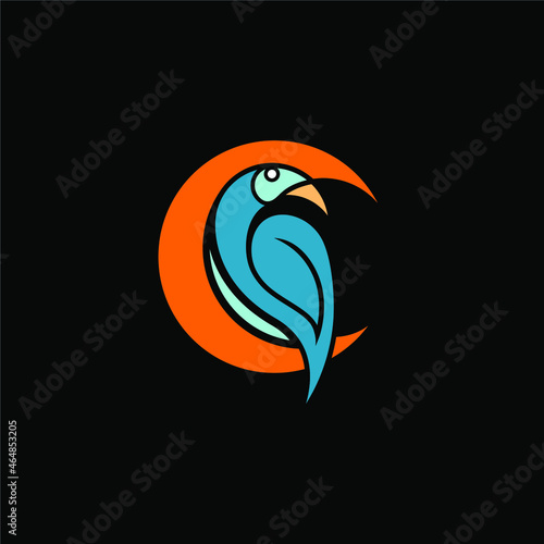 Colorful, Modern, Minimalist Bird And Moon Business Company Logo