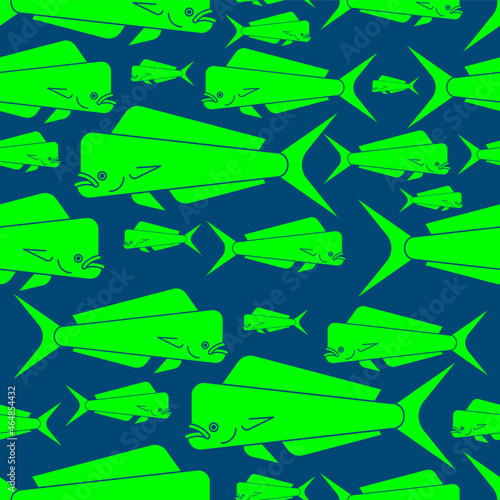 Dorado fish pattern seamless. Mahi Mahi background. vector texture