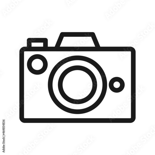 vector camera black and white line icon illustration