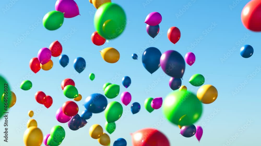 Colourful balloons floating in the blue sky. Multicolour set of balloons. Colourful balloons floating in the blue sky. Multicolour set of balloons.