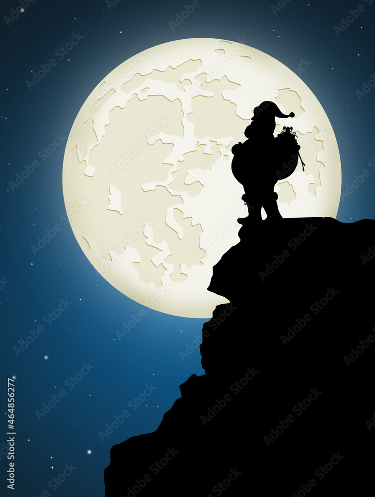 Santa Claus on the rope in the moonlight Santa Claus on the rope in the moonlight