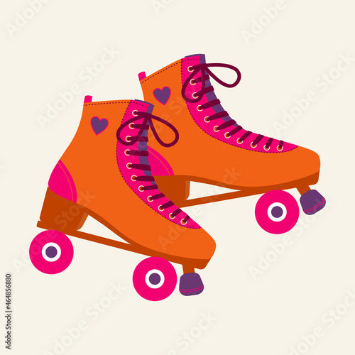 Bright retro roller skates. Vector illustration.