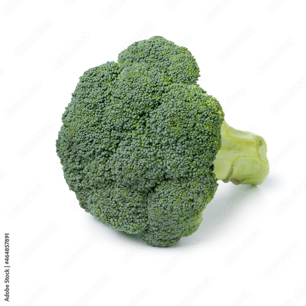 Fresh green raw broccoli isolated on white background close up Fresh green raw broccoli isolated on white background close up