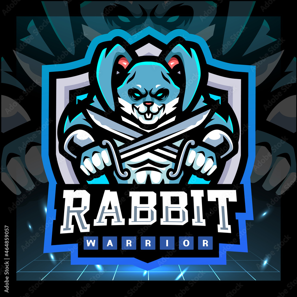 Rabbit warrior mascot. esport logo design Rabbit warrior mascot. esport logo design
