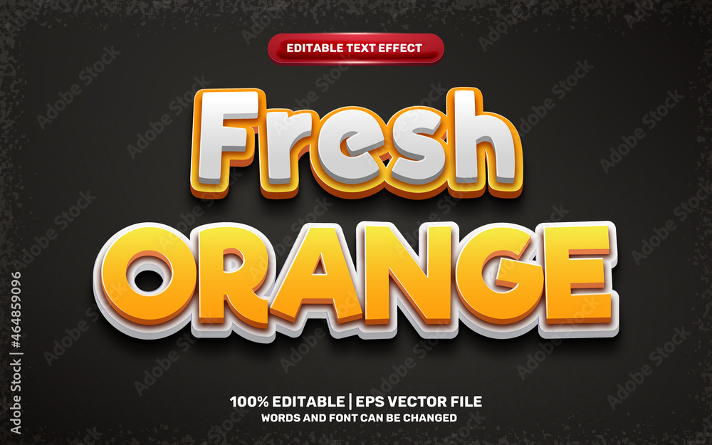 fresh orange cartoon 3d editable text effect style