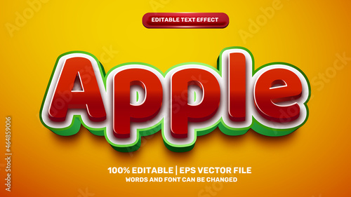 Apple fruits editable text effect comic cartoon kids funny style
