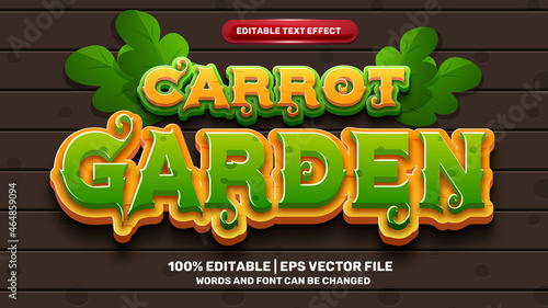 carrot garden editable text effect comic cartoon games style