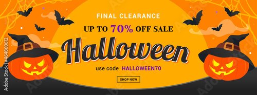 Happy Halloween sale banner design vector illustration. Final Clearance promotion..