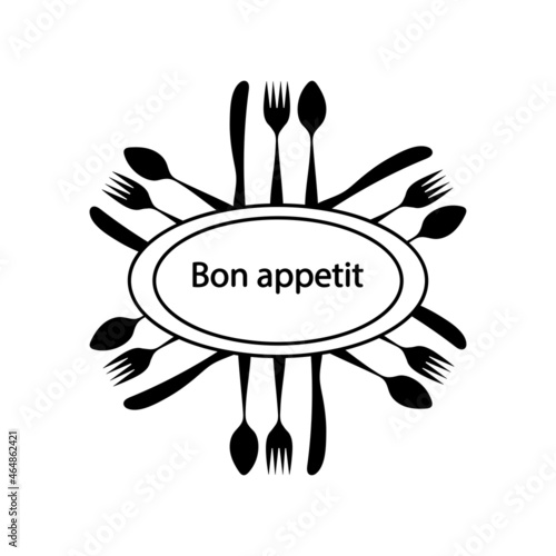 Bon appetit . Dish and cutlery for the design of the menu. Vector illustration