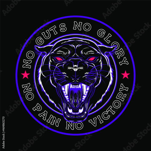 Inspirational, Motivational Black Panther Emblem Sport, Music T-shirt, Clothing, Apparel Graphic Design Illustration