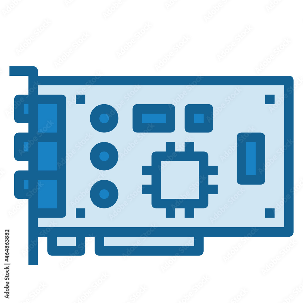 SOUND CARD blue color line icon SOUND CARD blue color line icon