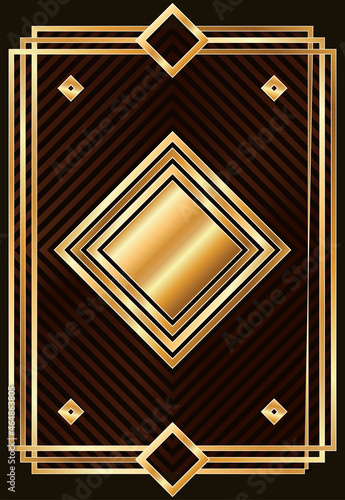 Art deco Poker diamonds card, vector illustration