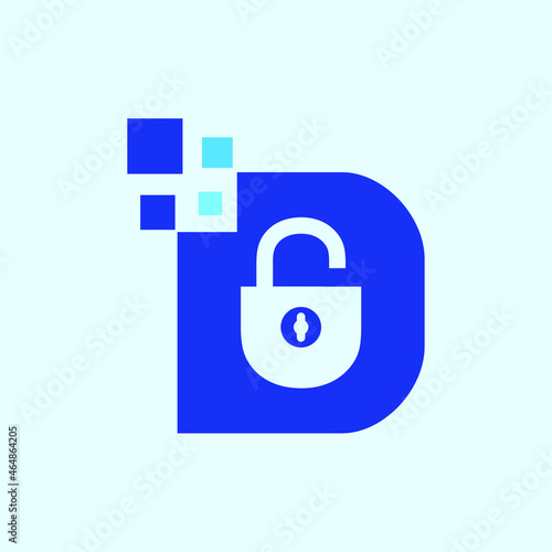 Minimalist, Profesional, Smart Digital Letter D Security Logo