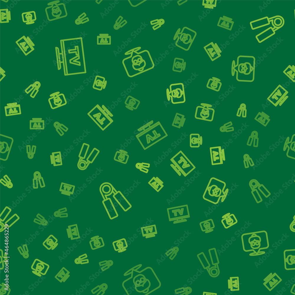 Set line Smart Tv, Sport expander and Nursing home on seamless pattern. Vector Set line Smart Tv, Sport expander and Nursing home on seamless pattern. Vector