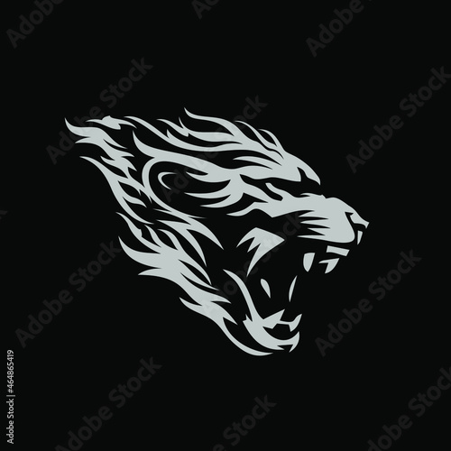 Angry Lion Fire Mascot Brand Symbol Identity Logo