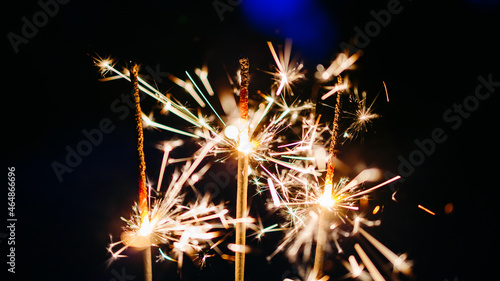 Sparkler light at night with a dark background