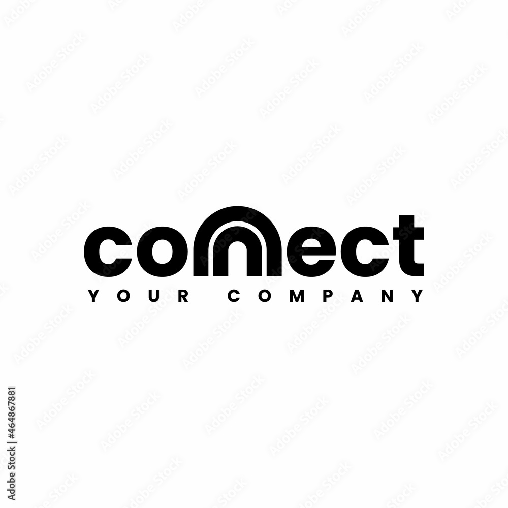 Connect Black Lowercase Logo Design Template Elements. Connected linked ...