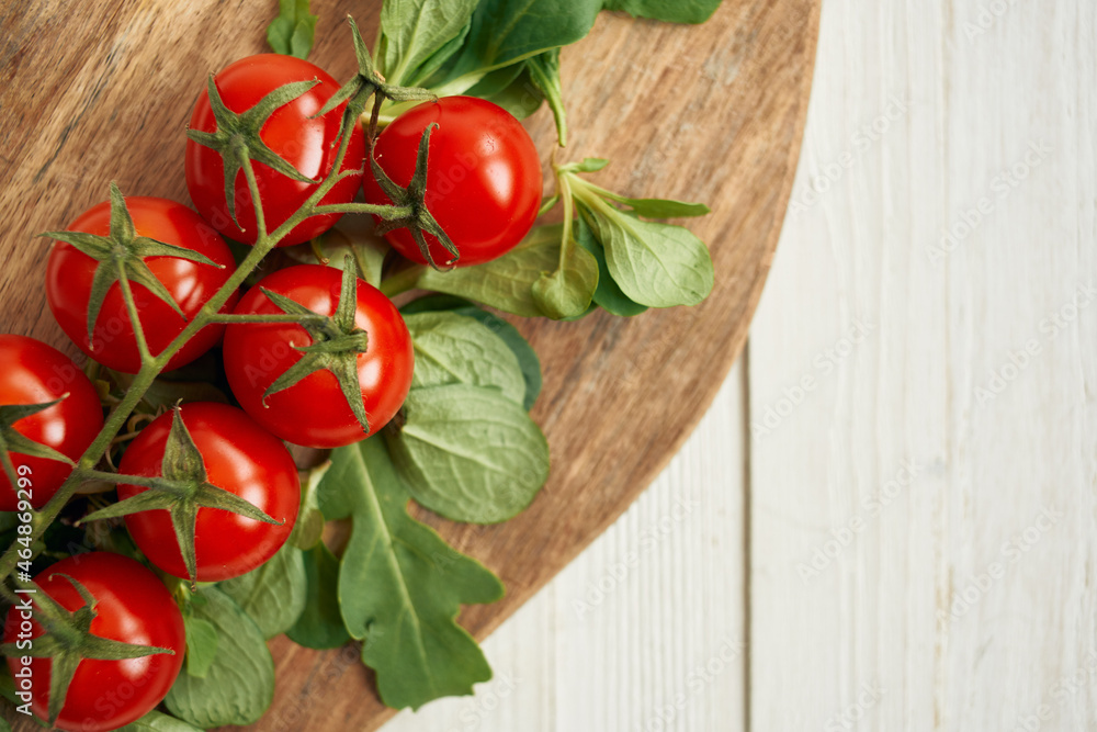 Ingredients kitchen cooking salad red tomatoes view from above Ingredients kitchen cooking salad red tomatoes view from above