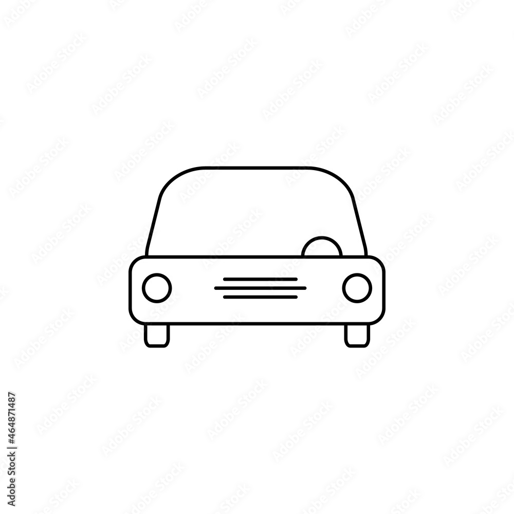 Car simple vector icon. Car front view vector sign symbol. Auto silhouette isolated on white background. Vector illustration.