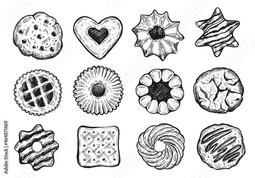 Cookie set hand drawn illustration. Vector.