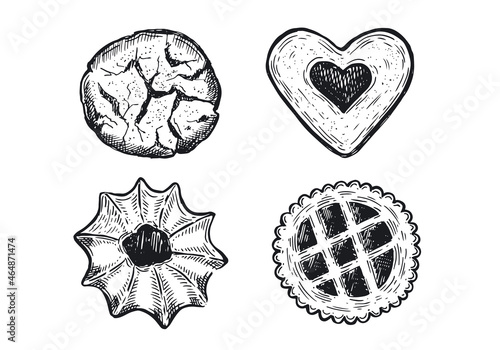 Cookie set hand drawn illustration. Vector.