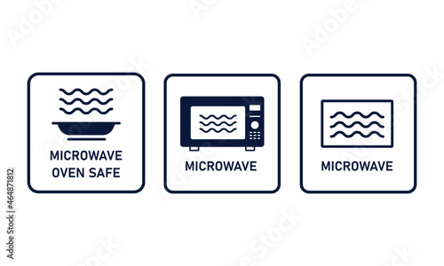 Microwave oven safe line icon. Symbol for container cooking. Vector illustration on white
