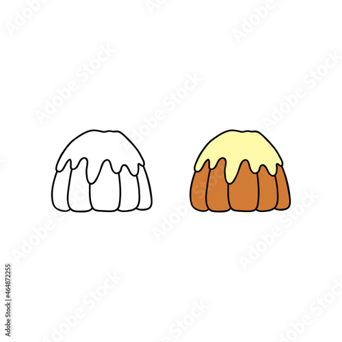 Doodle colored and outline bundt.