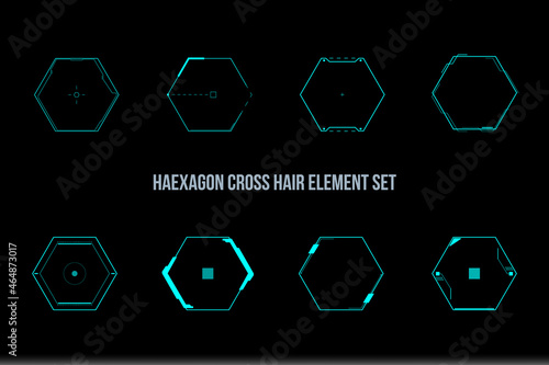 HUD Technology Futuristic Hexagon Scifi Frame Layout Template for UI, Game, Infographic, Information Vector Set.