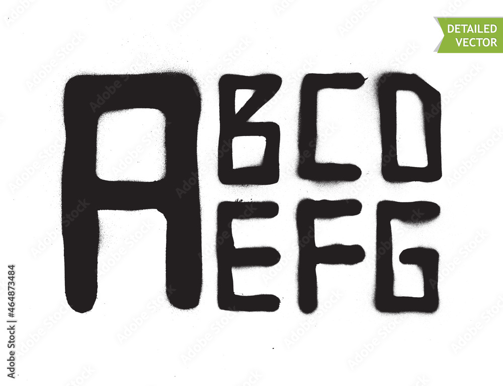 Spray paint graffiti font part 1. Highly detailed vector Stock Vector