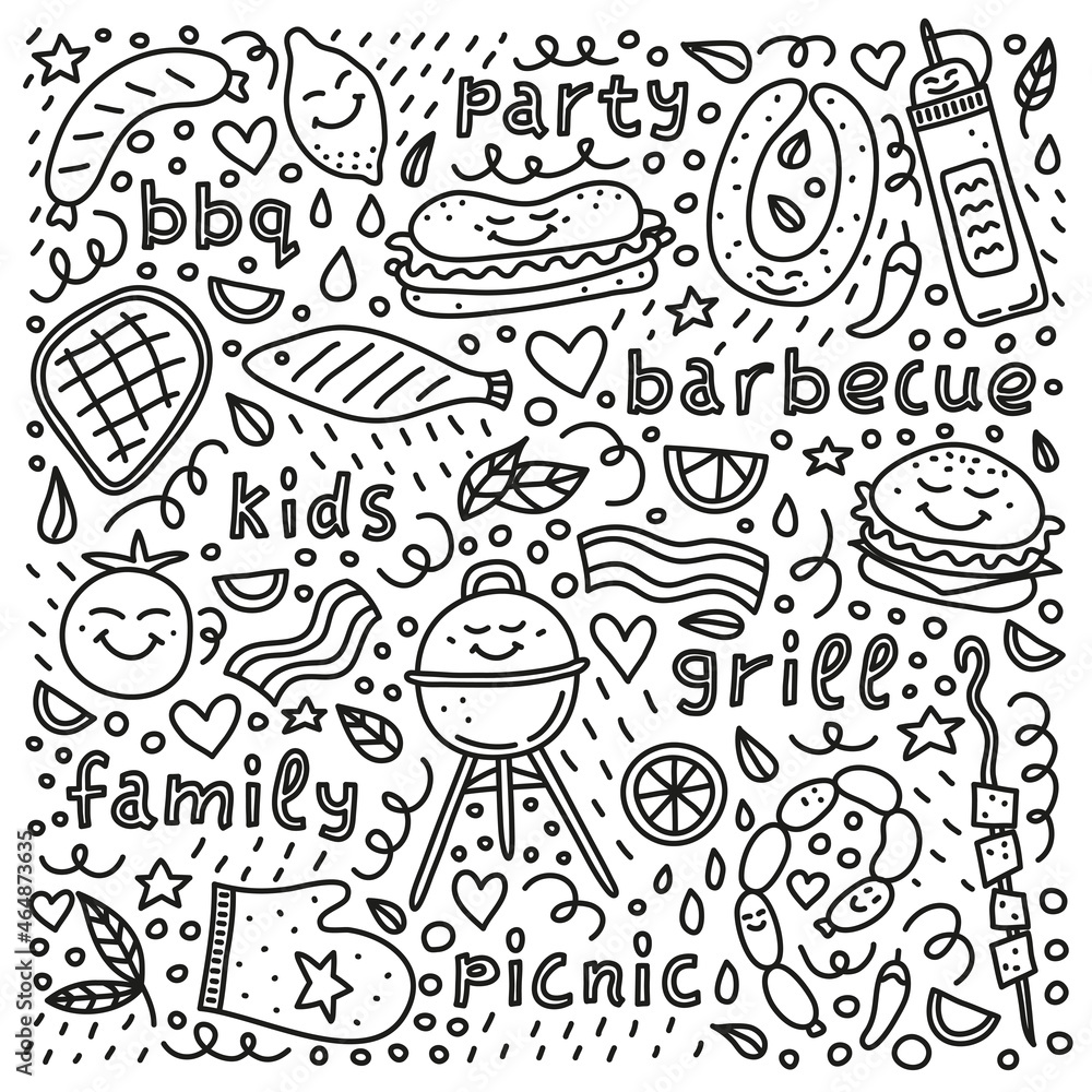 Fototapeta Poster with barbecue icons.
