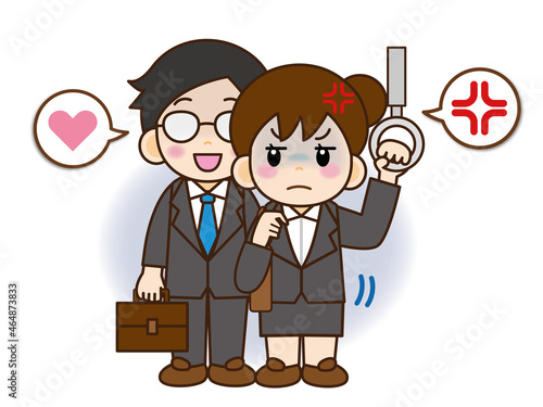 痴漢にイラつくOLのイラスト＿ベクター