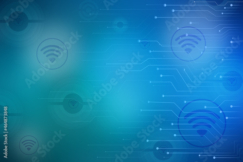 2d illustration wifi futuristic technology background
