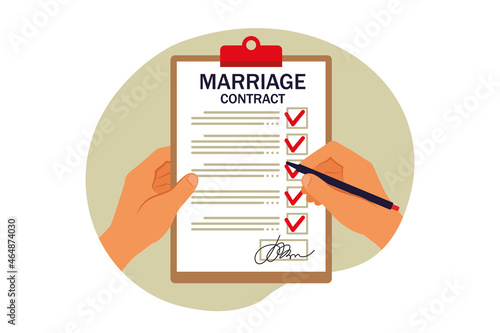 Marriage contract concept. Vector illustration. Flat.
