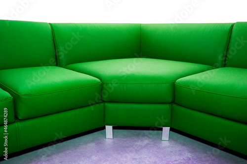 Corner folding sofa upholstered in leatherette, insulated on a white background, photo