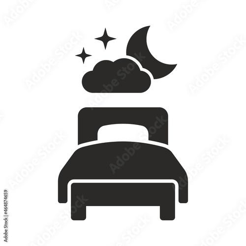 Bed icon. Bedtime. Vector icon isolated on white background.