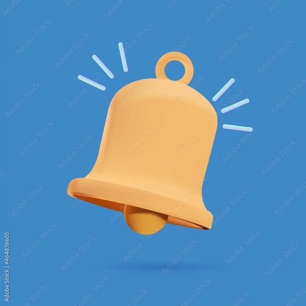 Notification message bell icon alert and alarm icon. 3d vector  illustration. 3D vector bell free to edit. Application. Stock Vector |  Adobe Stock