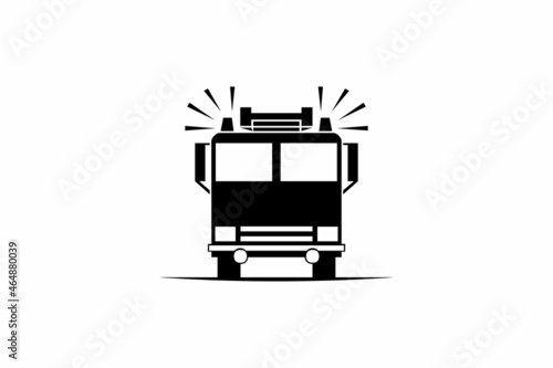 black and white fire truck icon logo