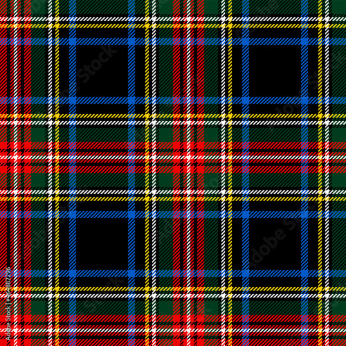 Scottish plaid, classic Stewart Black Modern tartan