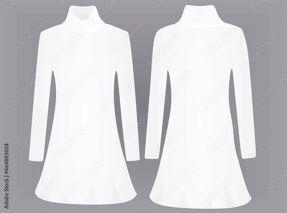 White roll neck dress. vector illustration White roll neck dress. vector illustration