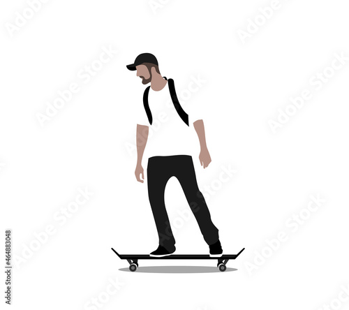 Fototapeta Naklejka Na Ścianę i Meble -  man on a skateboard with a backpack