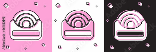 Set Dental floss icon isolated on pink and white, black background. Vector