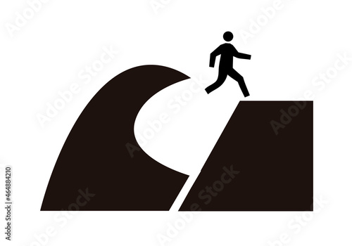 Icono negro de señal de advertencia por tsunami.