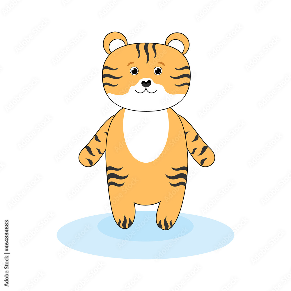 Cute little tiger on a white background. The symbol of the new year 2022. Chinese Tiger New Year. Cute little tiger on a white background. The symbol of the new year 2022. Chinese Tiger New Year.