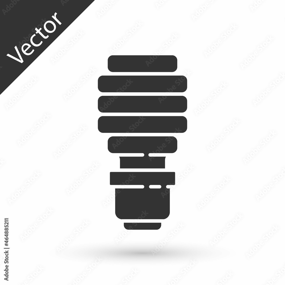 Grey LED light bulb icon isolated on white background. Economical LED illuminated lightbulb. Save energy lamp. Vector Grey LED light bulb icon isolated on white background. Economical LED illuminated lightbulb. Save energy lamp. Vector